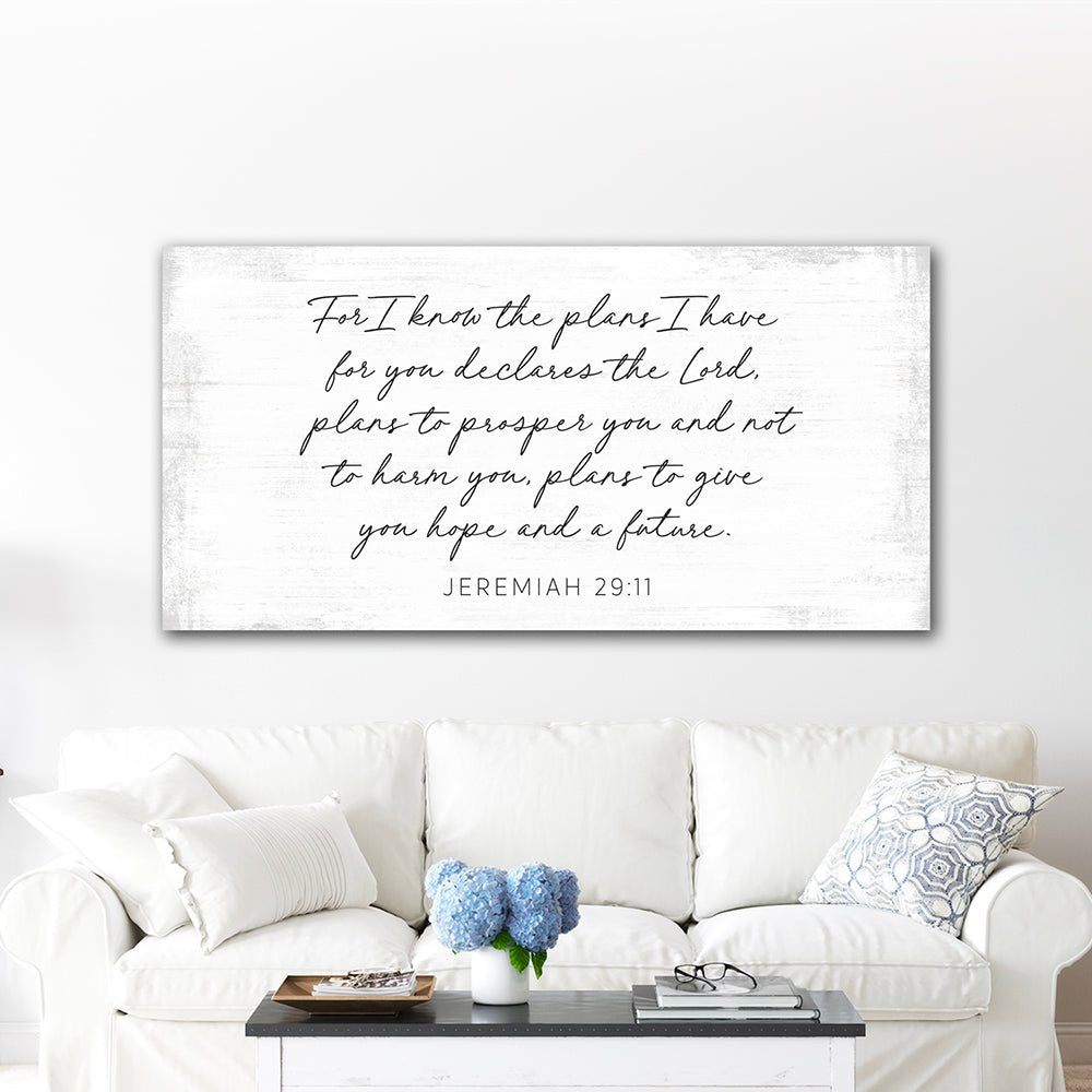 For I Know The Plans I Have For You Sign in Living Room Above Couch - Pretty Perfect Studio