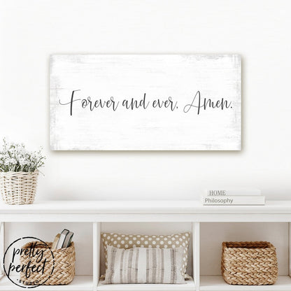 Forever and Ever Amen Sign Above Table in Living Room - Pretty Perfect Studio