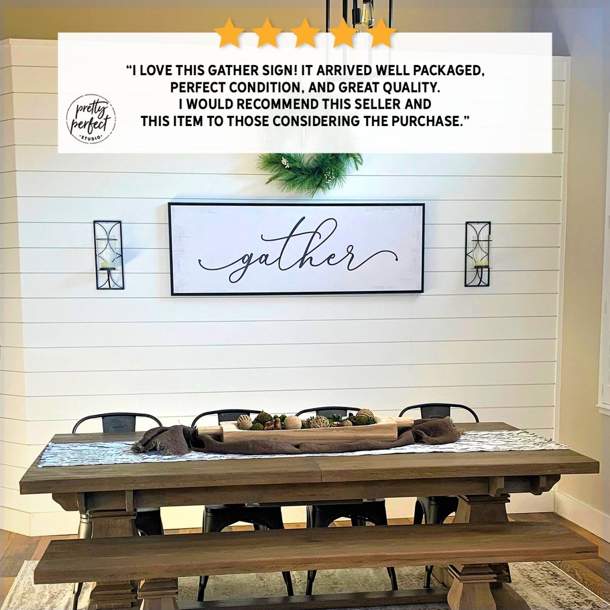 Customer product review for gather sign by Pretty Perfect Studio