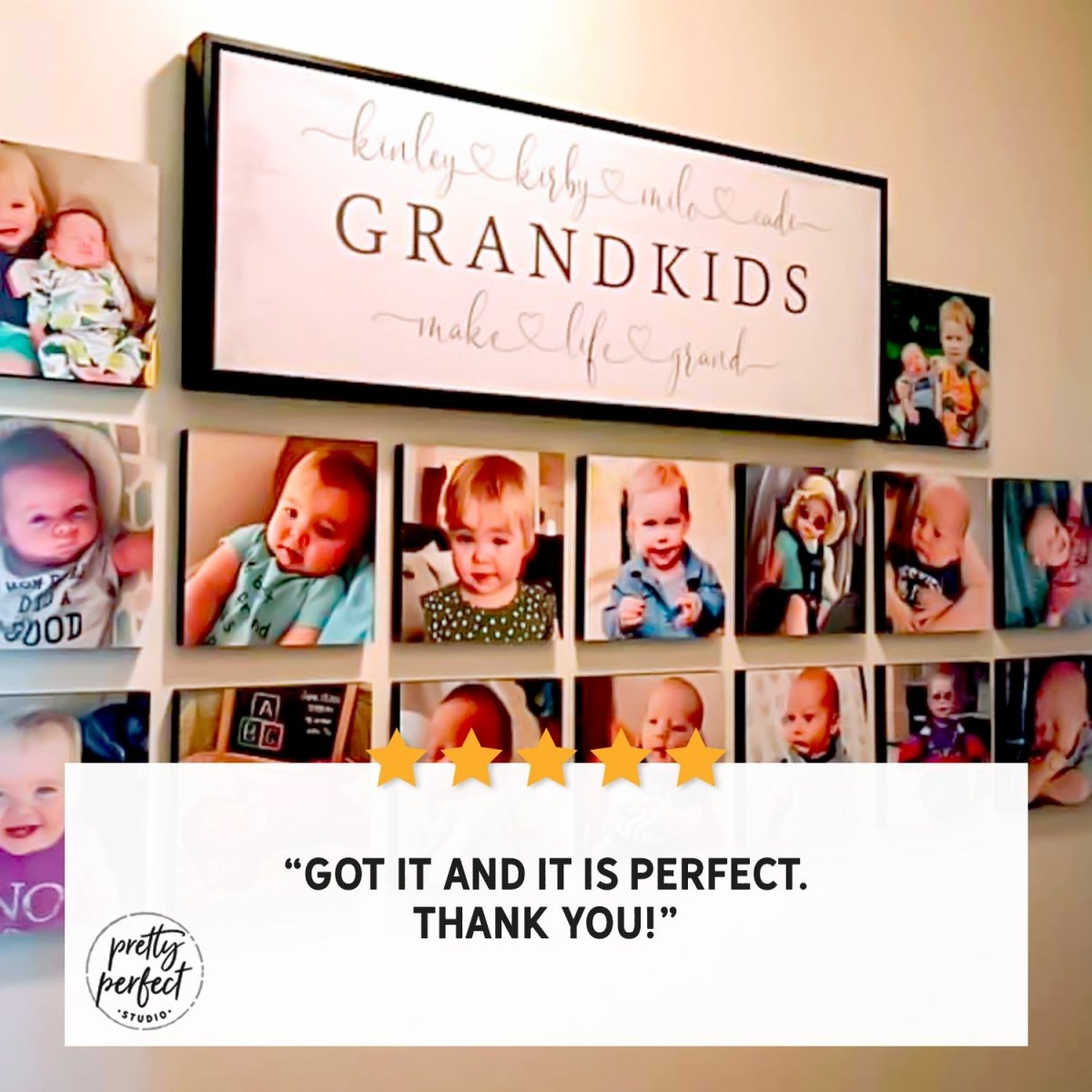Customer product review for personalized grandkids make life grand sign by Pretty Perfect Studio