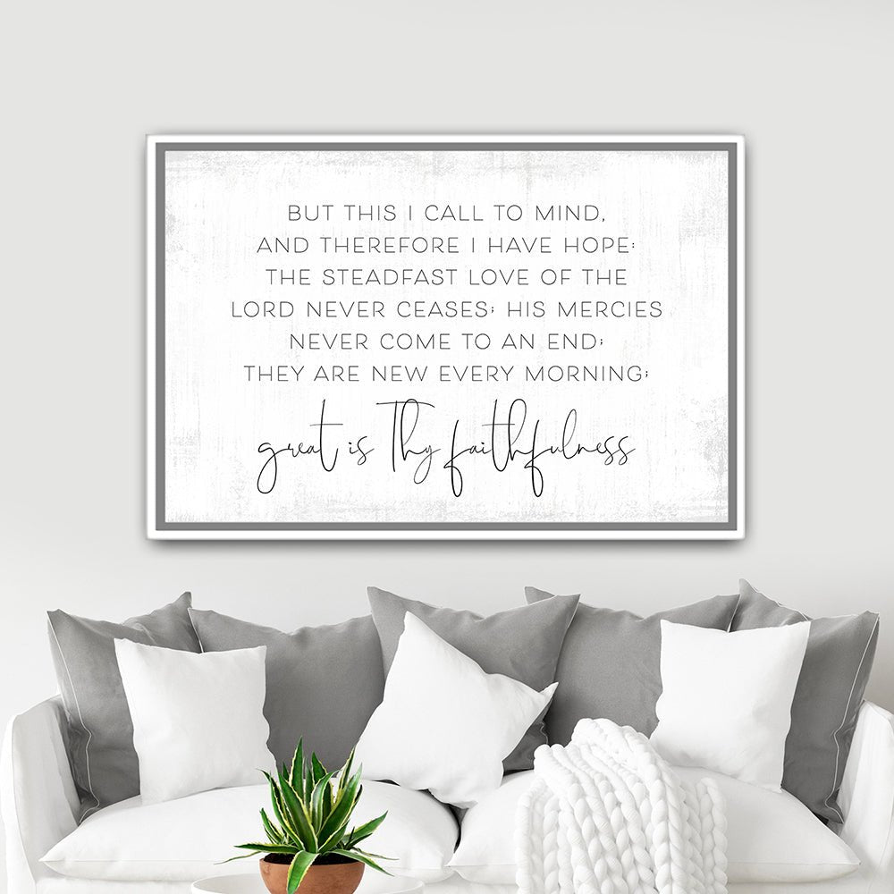 Great Is Thy Faithfulness Christian Wall Art Above Couch – Pretty Perfect Studio