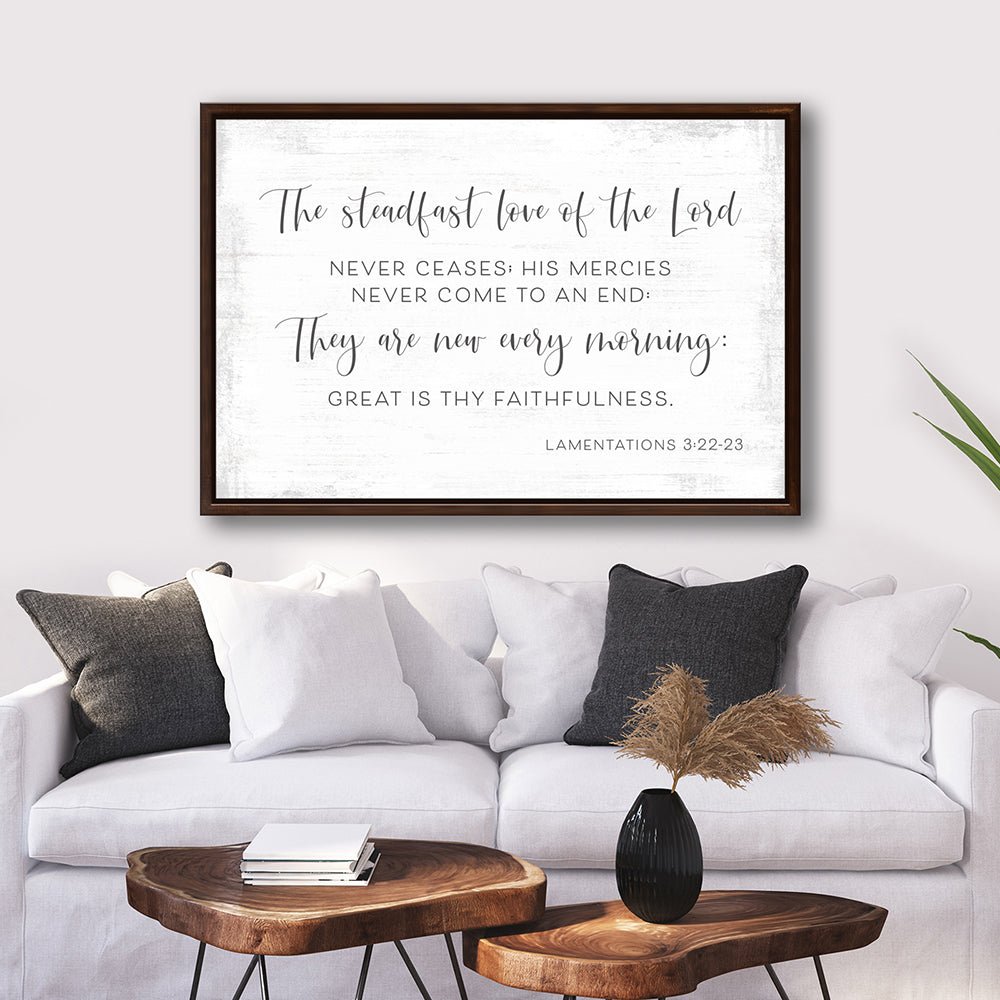 Great Is Thy Faithfulness Verse Wall Art Above Couch - Pretty Perfect Studio