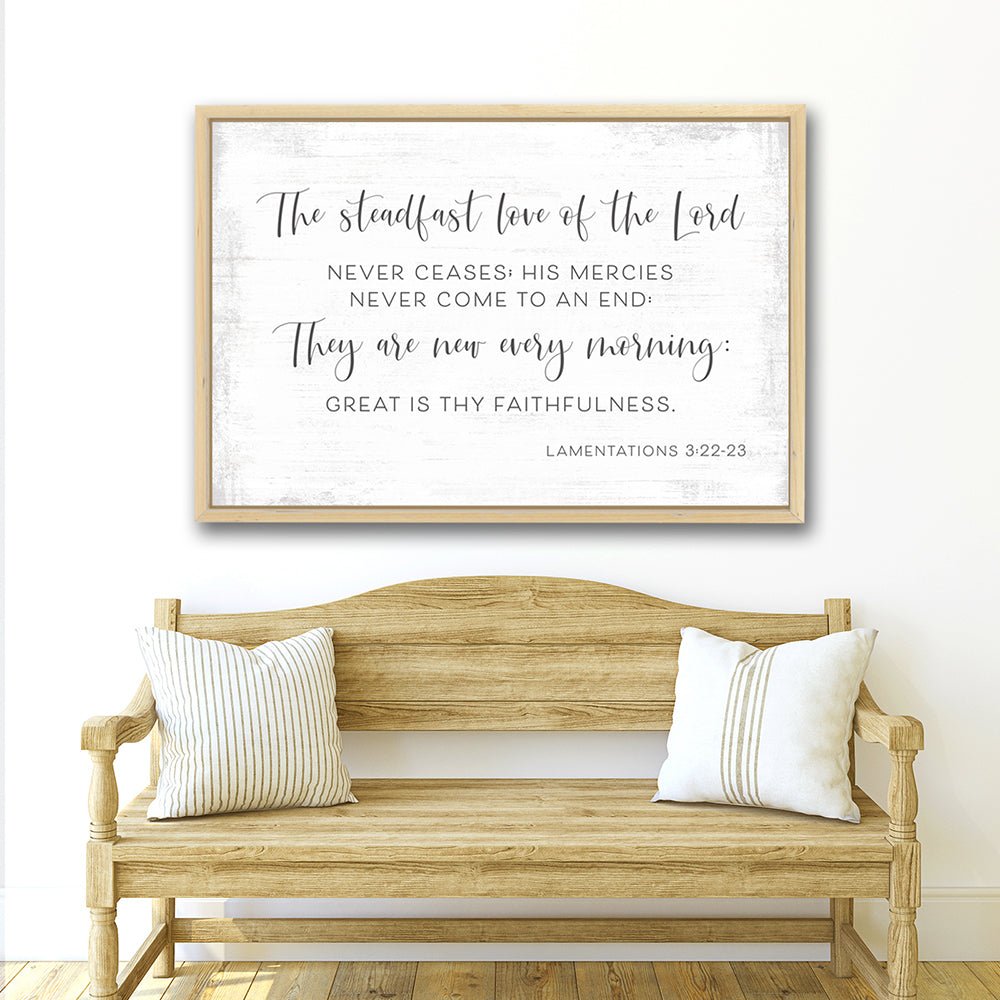 Great Is Thy Faithfulness Verse Wall Art Above Bench - Pretty Perfect Studio