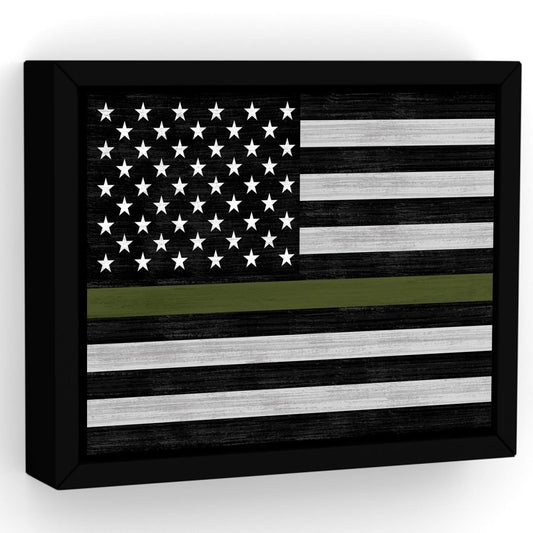 Green Line American Flag Military Sign - Pretty Perfect Studio