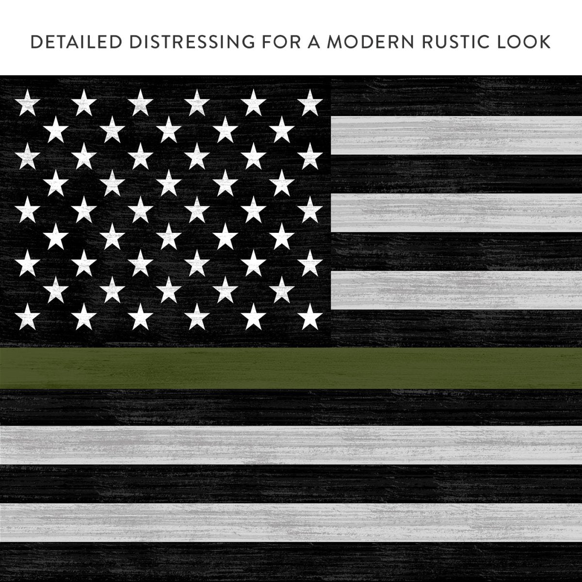 Green Line American Flag Military Sign With Distressed Modern Look - Pretty Perfect Studio