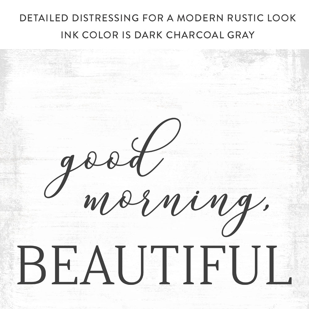 Hello There Handsome, Good Morning Beautiful Sign With Modern Rustic Look - Pretty Perfect Studio