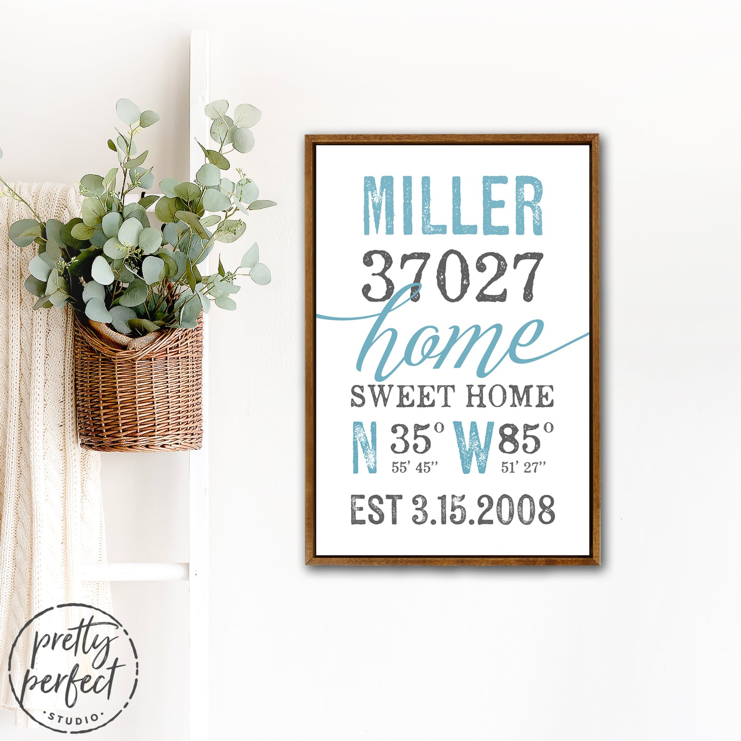Custom Location Sign With Name and Zip Code In Entryway - Pretty Perfect Studio
