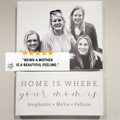 Customer product review for personalized home is where you mom is sign by Pretty Perfect Studio