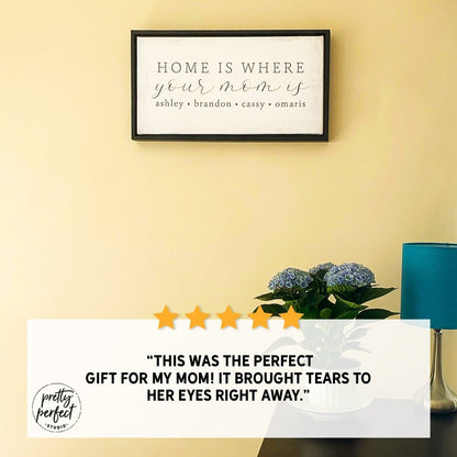 Customer product review for personalized home is where  you mom is sign by Pretty Perfect Studio