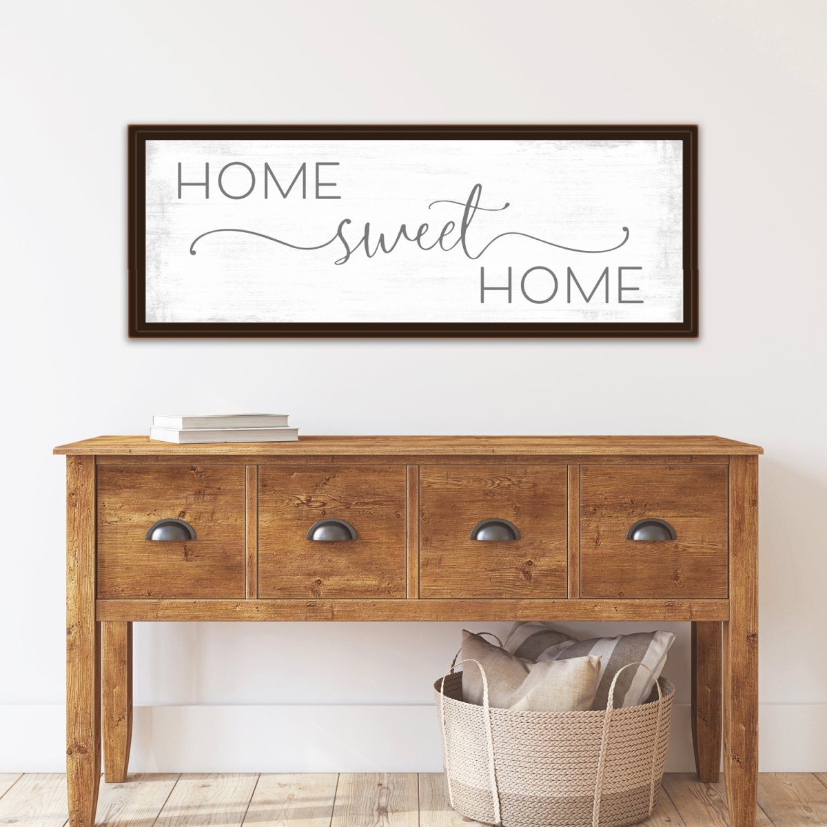 Home Sweet Home Canvas Sign Above Entryway Table - Pretty Perfect Studio