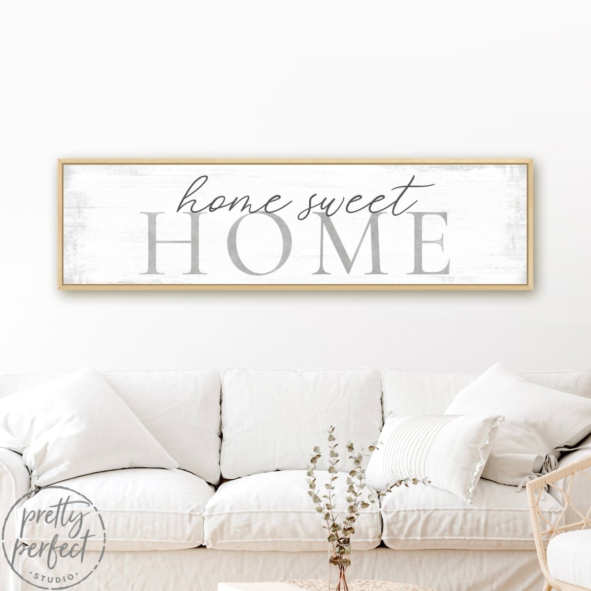 Home Sweet Home Canvas Wall Art Above Couch - Pretty Perfect Studio