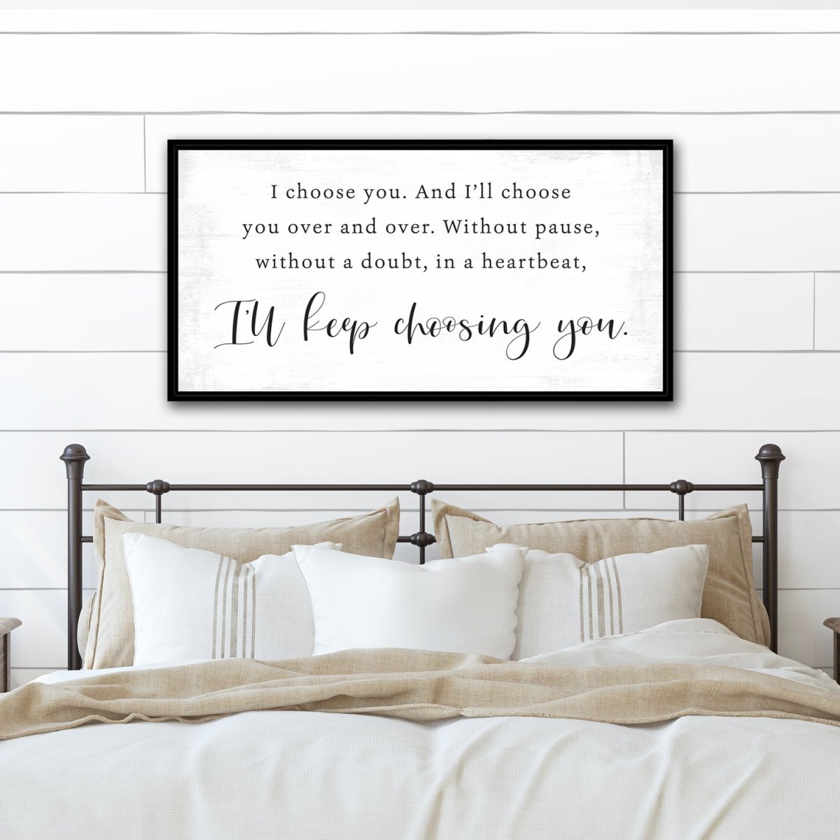 I Choose You Wall Art in Master Bedroom Above Bed - Pretty Perfect Studio