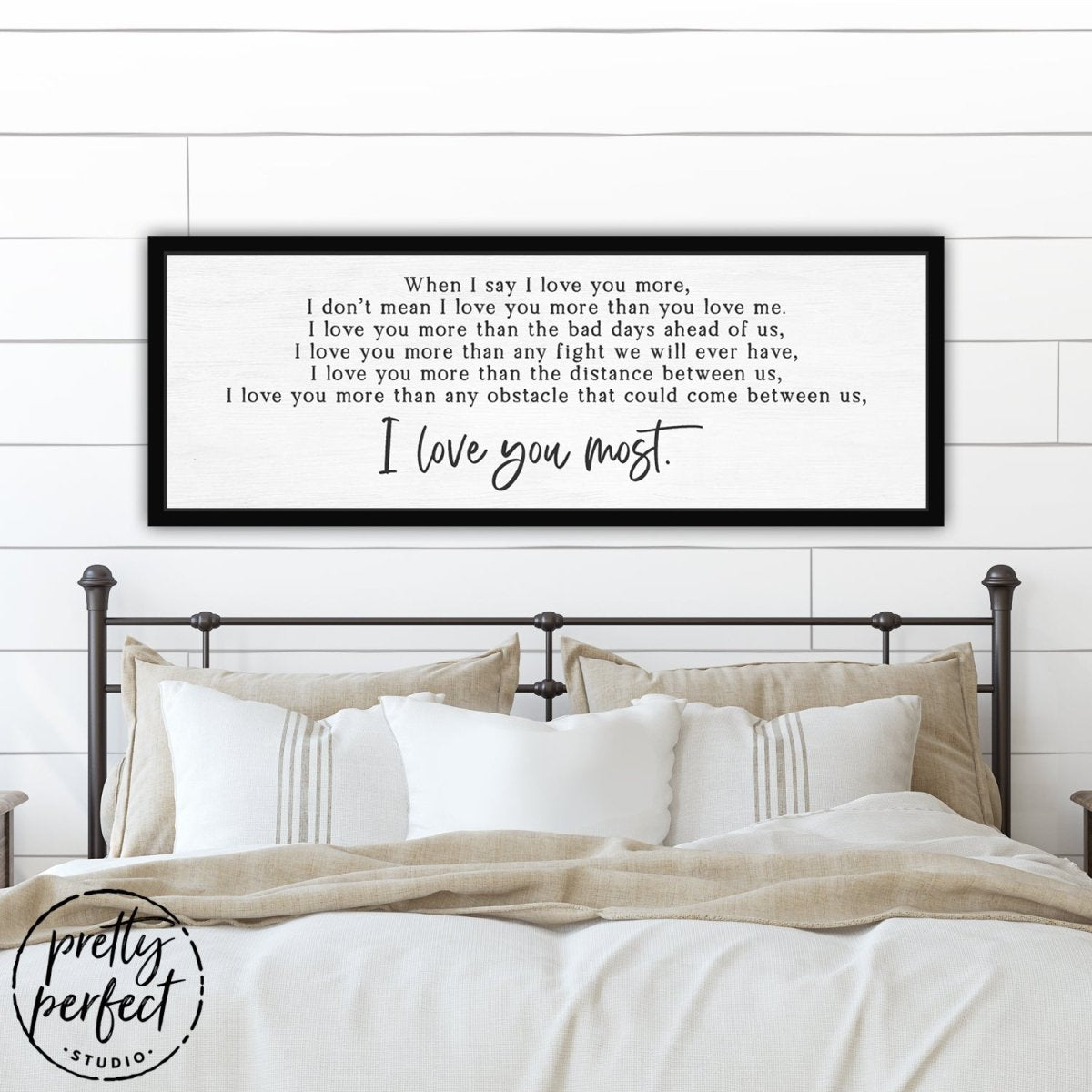 When I Say I Love You More Wall Art Above Bed - Pretty Perfect Studio