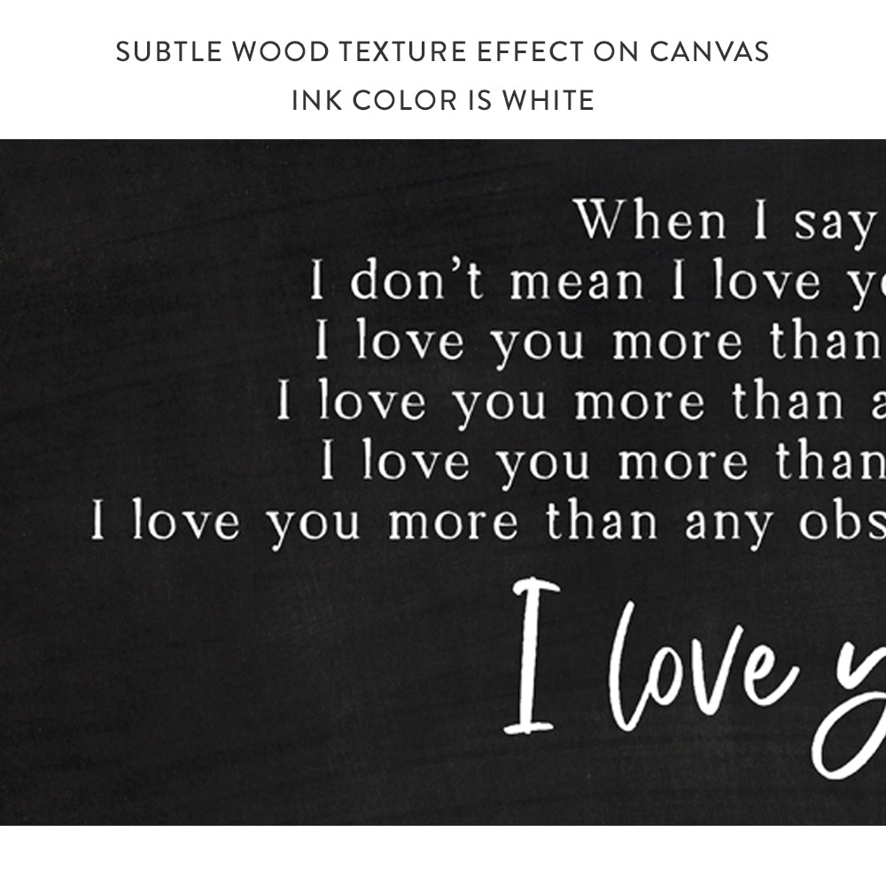 I Love You The Most Canvas Sign With A Subtle Wood Texture Effect On Canvas - Pretty Perfect Studio