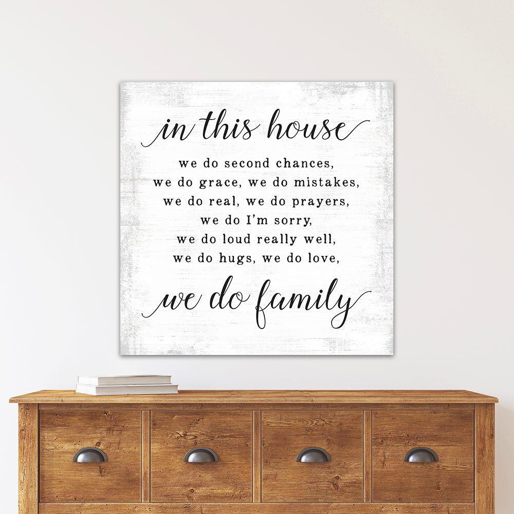 In This House We Do Second Chances Sign Above Entryway Table - Pretty Perfect Studio