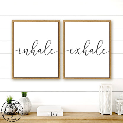 Inhale Exhale Canvas Art Hanging in Entryway - Pretty Perfect Studio