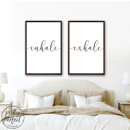 Inhale Exhale Canvas Wall Art for Master Bedroom - Pretty Perfect Studio
