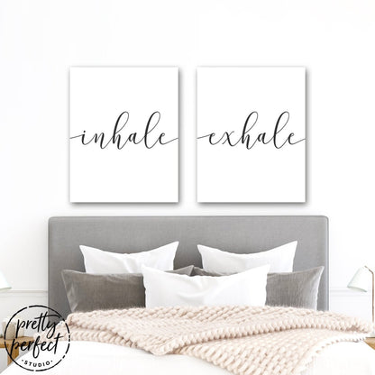 Inhale Exhale Canvas Art for Master Bedroom - Pretty Perfect Studio