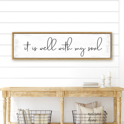 It Is Well With My Soul Wall Art Hanging on Wall Above Table - Pretty Perfect Studio