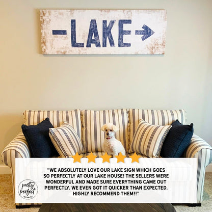 Lake arrow sign design preview showing different layout and arrow direction options