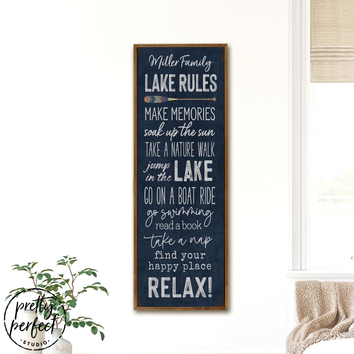 Lake House Rules Sign Hanging In Vacation Home - Pretty Perfect Studio