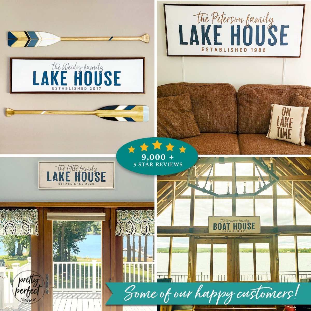 Customer product review for custom lake house wall art by Pretty Perfect Studio