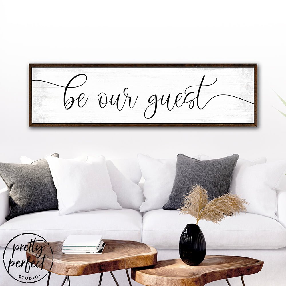 Large Be Our Guest Living Room Canvas Sign - Pretty Perfect Studio