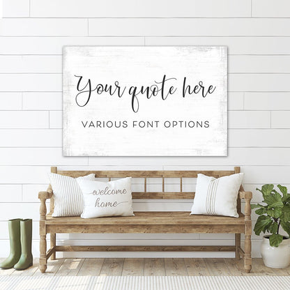Large Custom Quote Wall Art in Entryway Above Bench - Pretty Perfect Studio