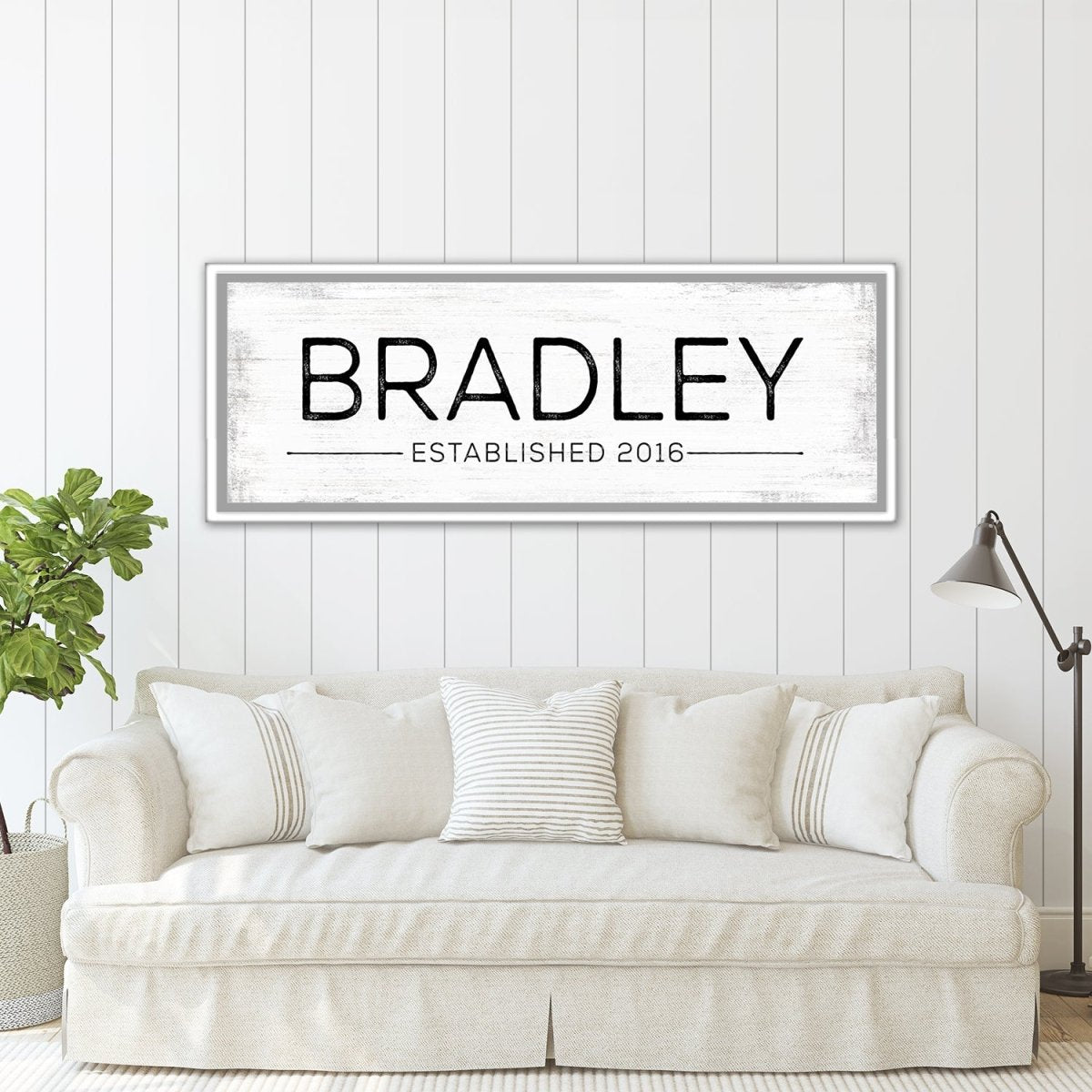 Large Personalized Family Name Signs Above Couch - Pretty Perfect Studio