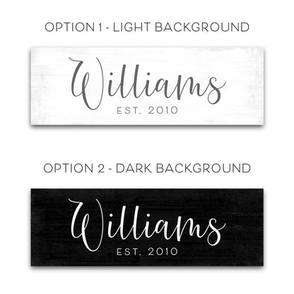 Personalized Last Name Sign | Family Established Name Canvas Wall Art