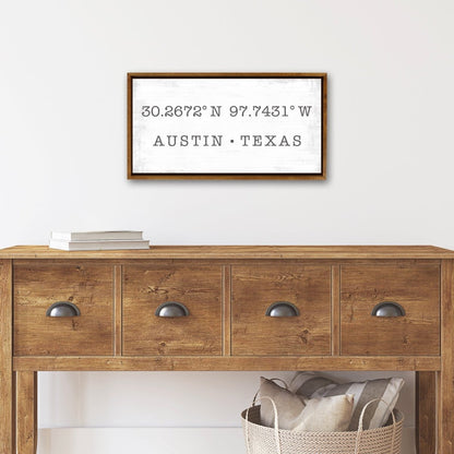 Latitude Longitude Personalized Sign Above Entryway Table - Pretty Perfect Studio