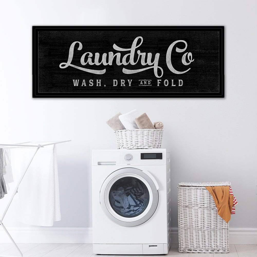 Laundry Co Sign - Wash, Dry, and Fold Wall Art Above Dryer - Pretty Perfect Studio