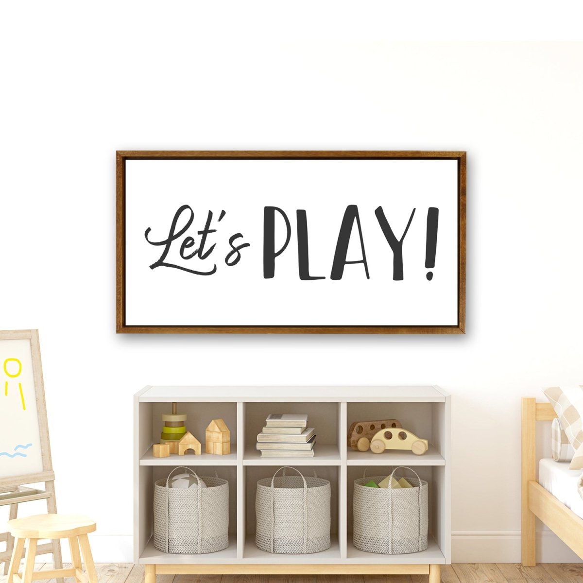 Let's Play Canvas Sign in Nursery Above Play Area - Pretty Perfect Studio