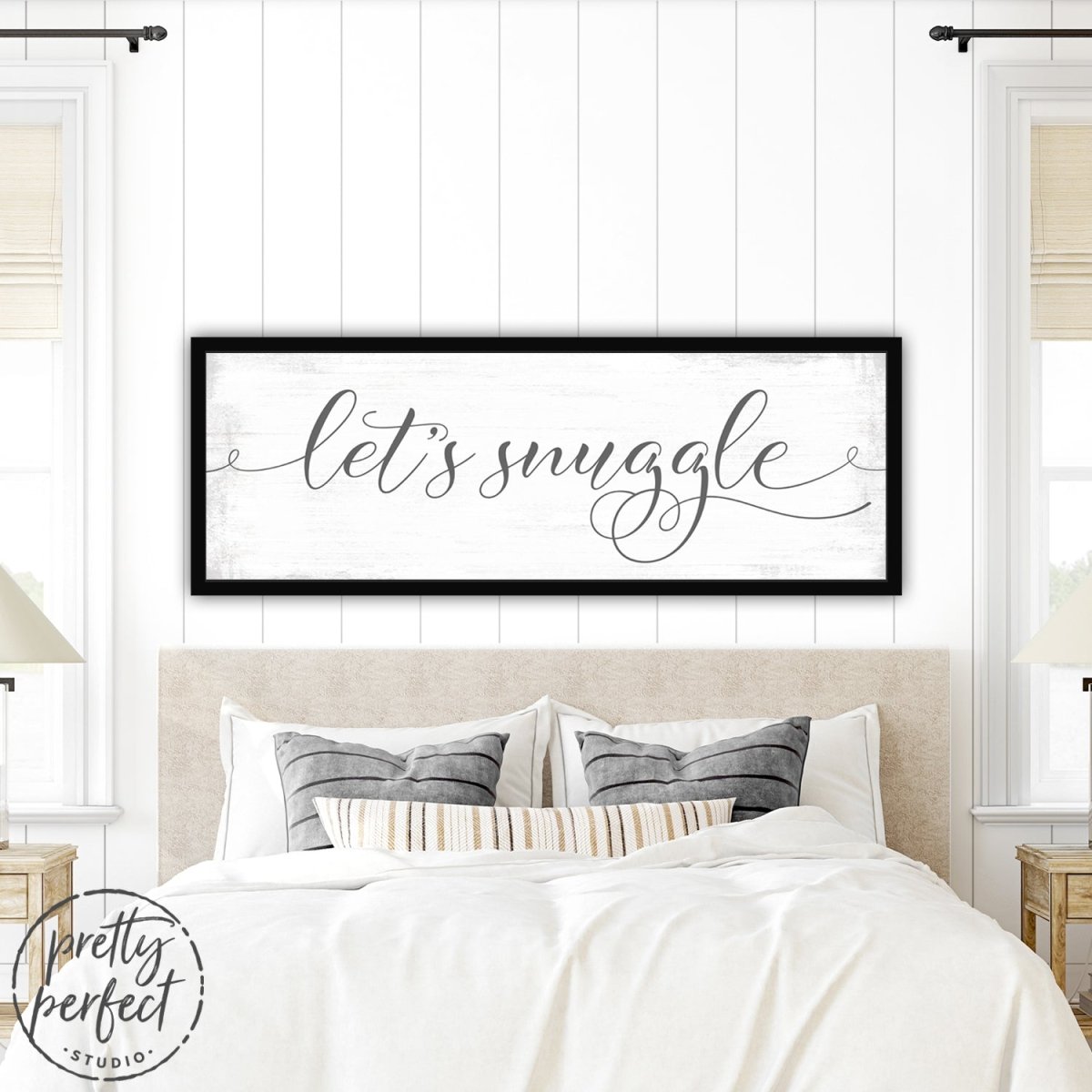 Let's Snuggle Bedroom Sign for Over The Bed - Pretty Perfect Studio