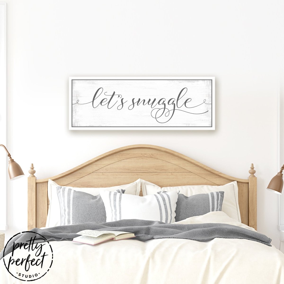 Let's Snuggle Bedroom Sign Above Bed - Pretty Perfect Studio