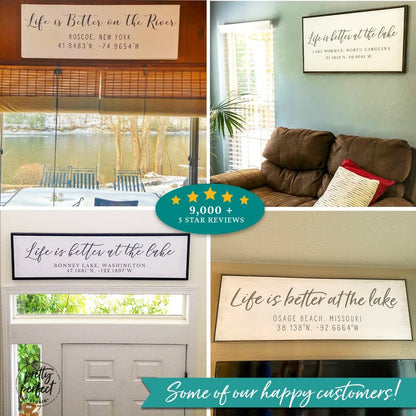 Customer product review for custom life is better at the lake wall art by Pretty Perfect Studio