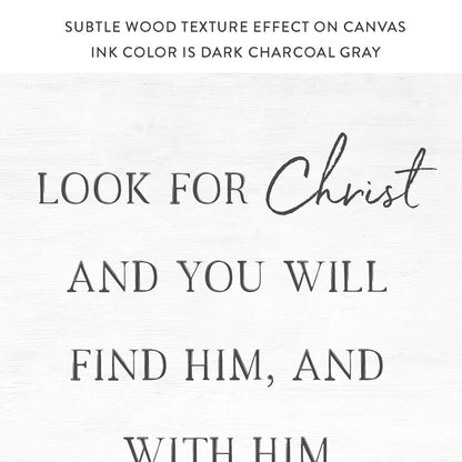 Look For Christ CS Lewis Sign With Wood Texture Effect on Canvas - Pretty Perfect Studio