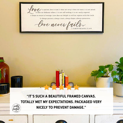 Customer product review for love is patient love is kind sign by Pretty Perfect Studio