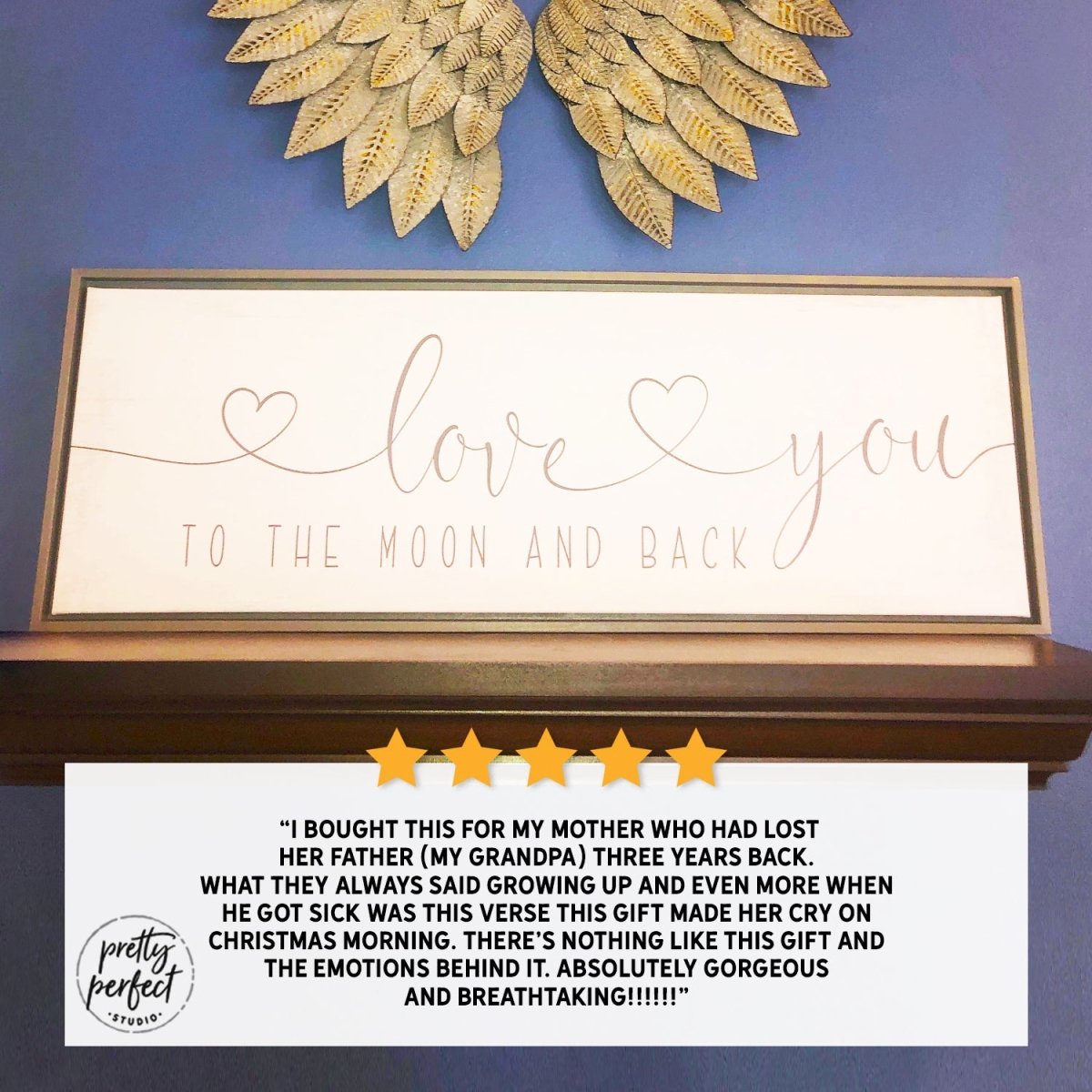 Customer product review for love you to the moon and back wall art by Pretty Perfect Studio