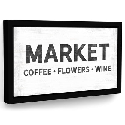 Market Sign - Coffee, Flowers, Wine - Pretty Perfect Studio