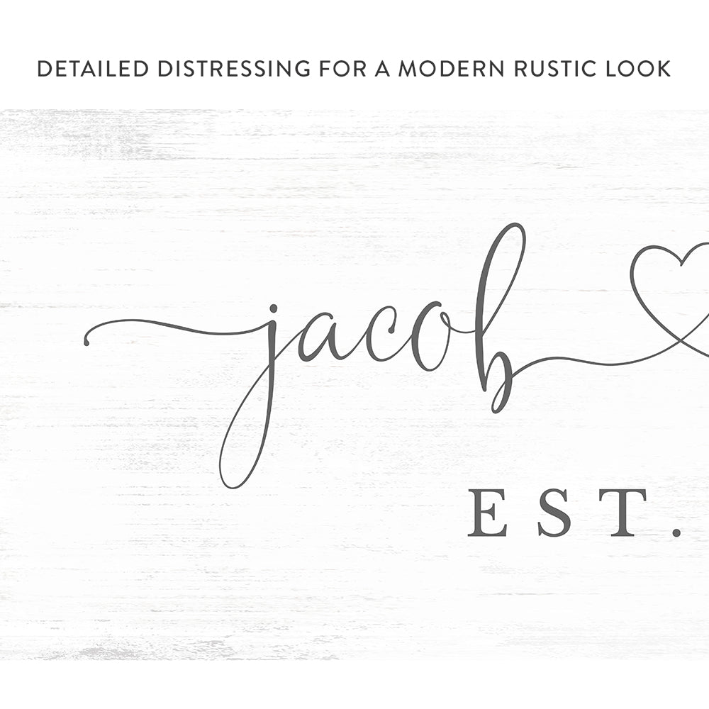 Marriage Sign Personalized With Names With Rustic Look - Pretty Perfect Studio