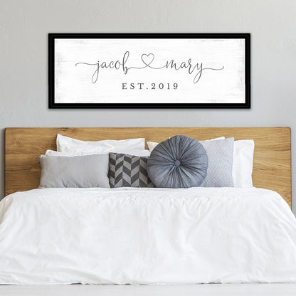 Marriage Sign Personalized With Names Above Bed - Pretty Perfect Studio