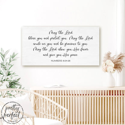 May The Lord Bless You Sign on Wall Above Shelf in Family Room – Pretty Perfect Studio