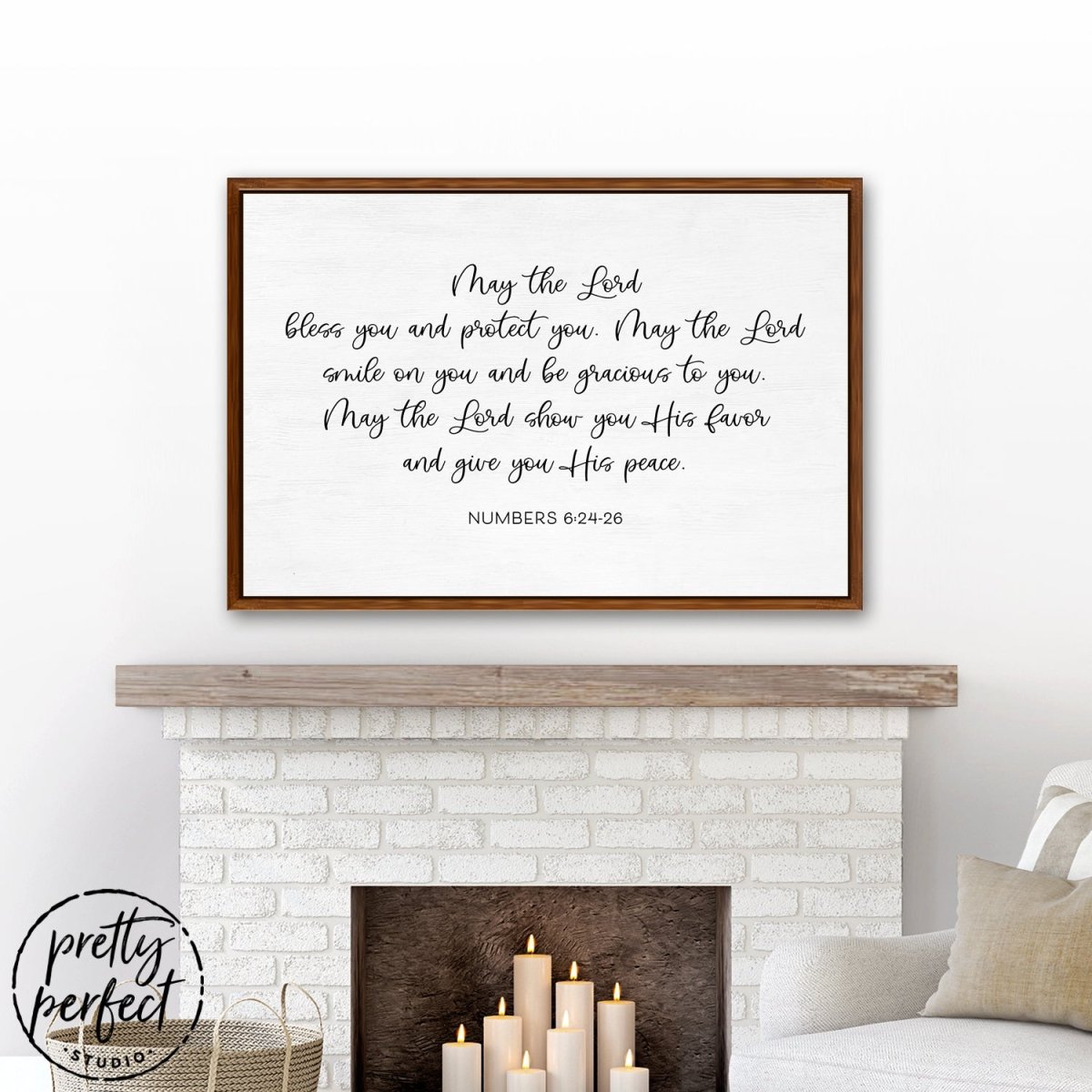 May The Lord Bless You Sign on Wall Above Fireplace – Pretty Perfect Studio