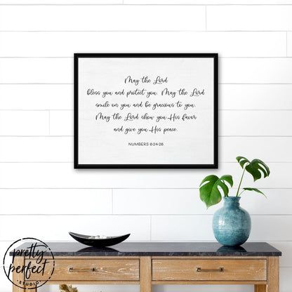 May The Lord Bless You Sign on Wall Above Entryway Table – Pretty Perfect Studio