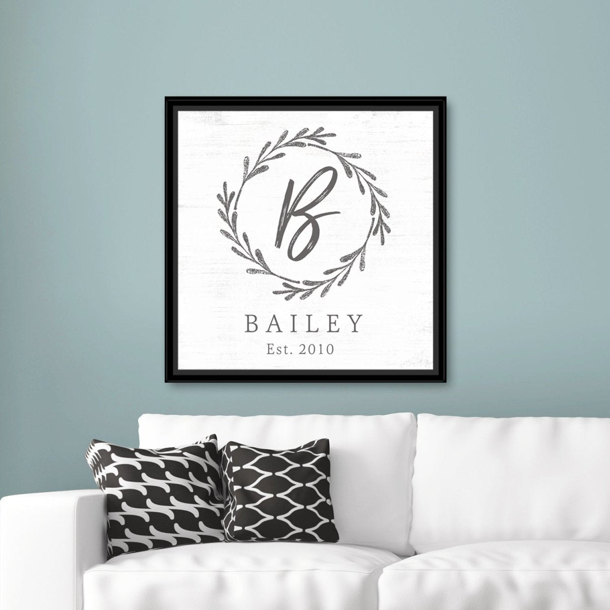 Monogram Custom Family Name Sign Above Couch - Pretty Perfect Studio