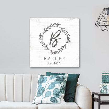 Monogram Custom Family Name Sign in Family Room - Pretty Perfect Studio