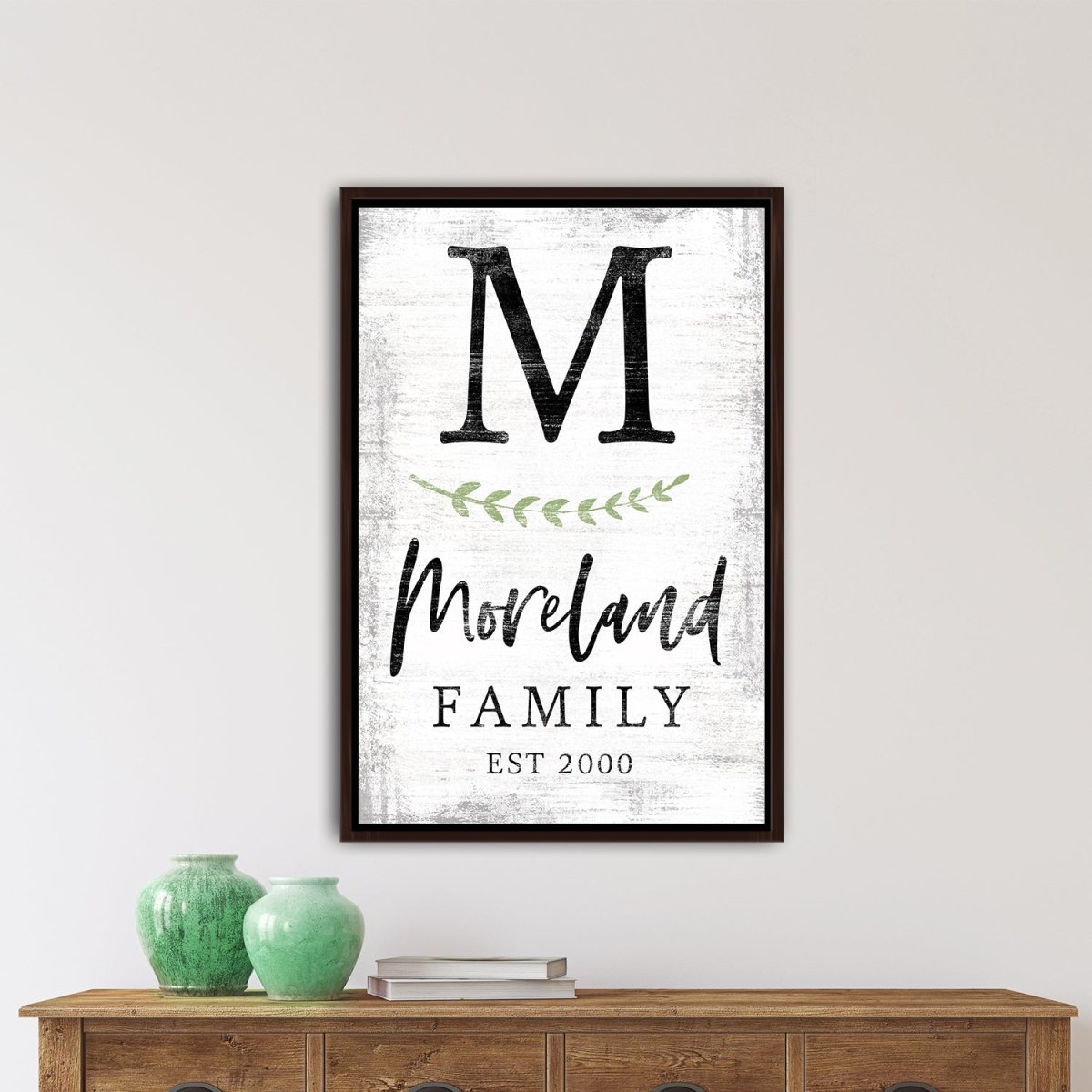 Monogram Family Name Sign with Established Date Above Entryway Table - Pretty Perfect Studio