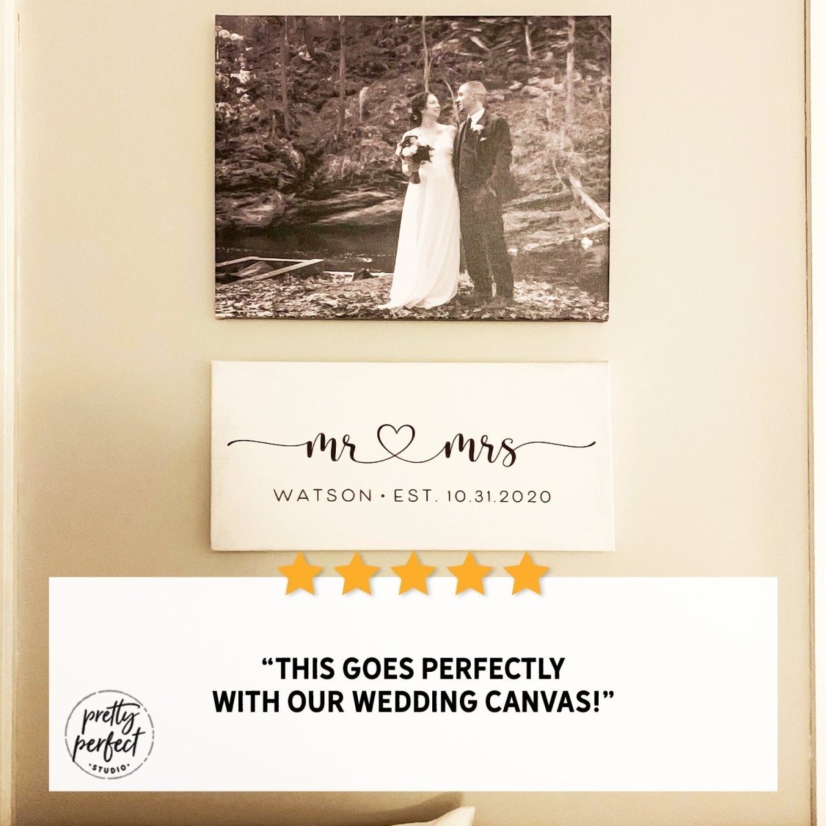 Customer product review for personalized mr and and mrs name sign by Pretty Perfect Studio