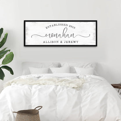 Newlywed Established Sign With Names Above Bed - Pretty Perfect Studio